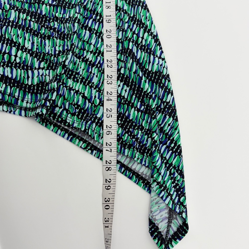 Chaus New York Womens Abstract Print Zip Front Tunic Top Green Blue Black M - Picture 7 of 7
